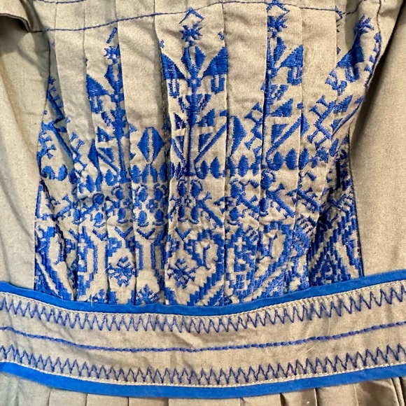 Anthropologie Gray Dress with Blue Embroidery - Picture 5 of 11